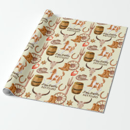 Cowboy Cowgirl Western Pferd personalisierter Name Geschenkpapier
