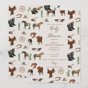 Cowboy Cowgirl Western Rodeo Country Baby Dusche Einladung