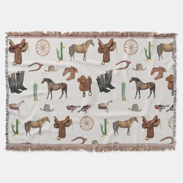 Cowboy Cowgirl Western Rodeo Country Pattern Decke (Vorderseite)