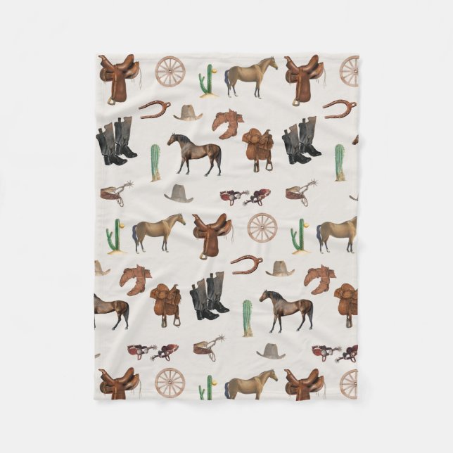 Cowboy Cowgirl Western Rodeo Country Pattern Fleecedecke (Vorderseite)