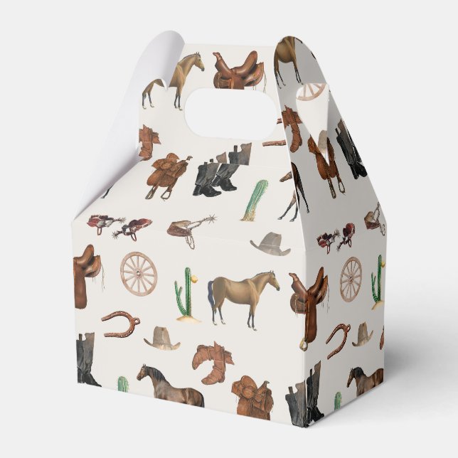 Cowboy Cowgirl Western Rodeo Country Pattern Geschenkschachtel (Vorderseite)