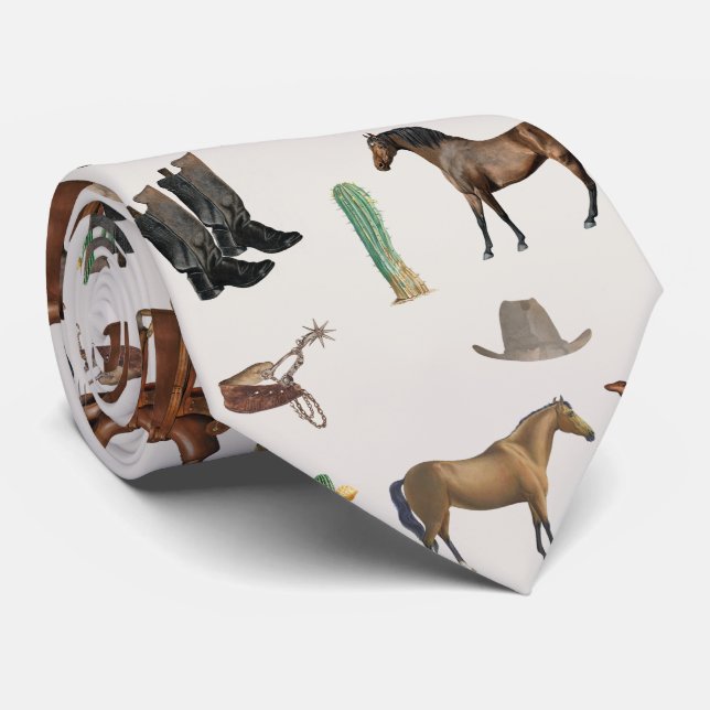 Cowboy Cowgirl Western Rodeo Country Pattern Krawatte (Gerollt)