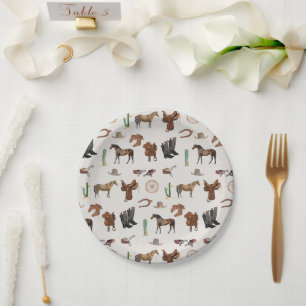 Cowboy Cowgirl Western Rodeo Country Pattern Pappteller