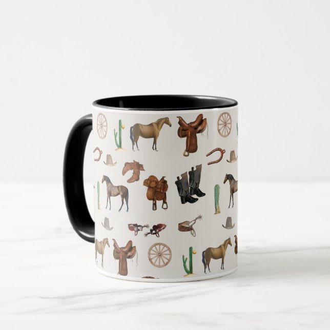 Cowboy Cowgirl Western Rodeo Country Pattern Tasse (Vorderseite Links)