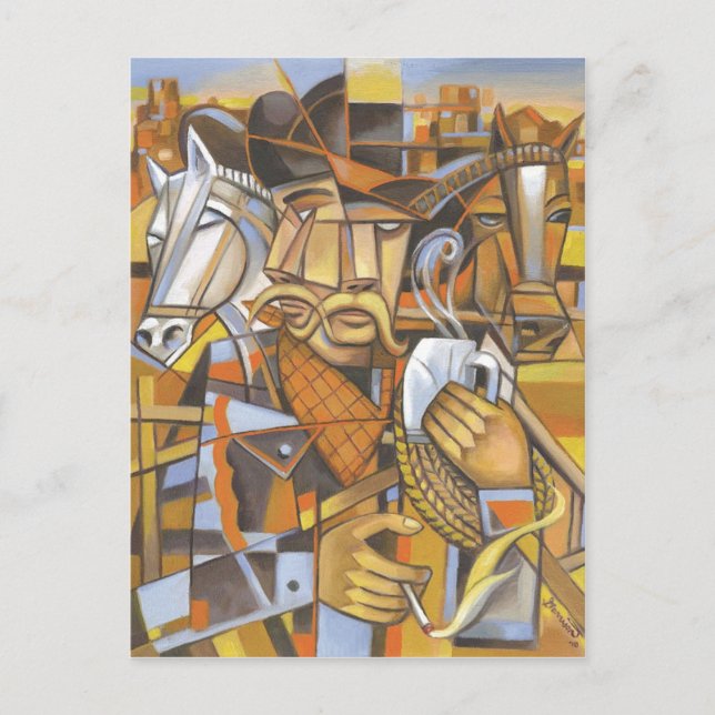 Cowboy cubisme Carte postale Art original (Devant)
