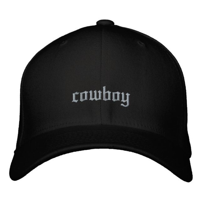 Cowboy Custom Old English Schwarz Bestickte Baseballkappe (Vorderseite)