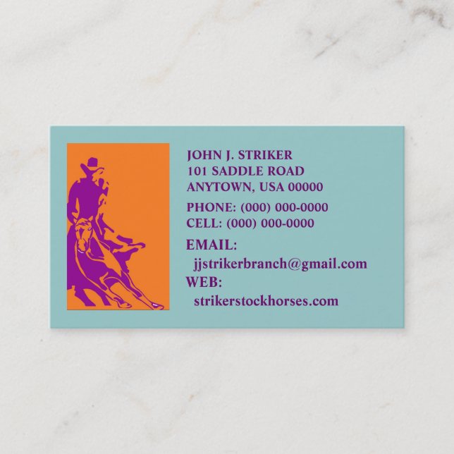 COWBOY DE CARTES DE VISITE DE CHEVAL DE STOCK DE (Devant)