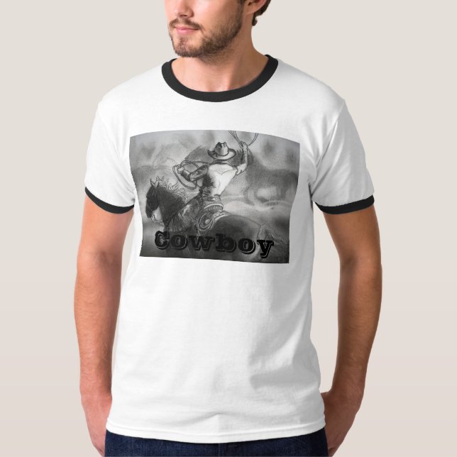 Cowboy, der den T - Shirt der wilde Pferdemänner (Vorderseite)