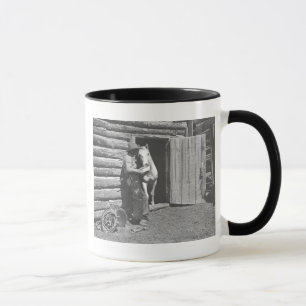 Cowboy, der einen Brief liest Tasse