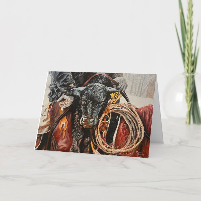 Cowboy, der Rind arbeitet, Dankekarte Dankeskarte (Vorderseite)
