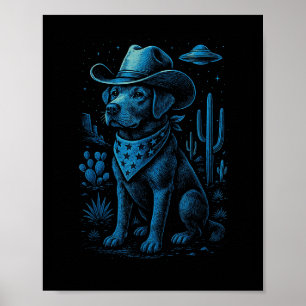 Cowboy Dog Labrador Retriever Alien Western Wüste Poster