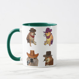 Cowboy Dog Meme Set Funny Doge With Gun Mug Tasse