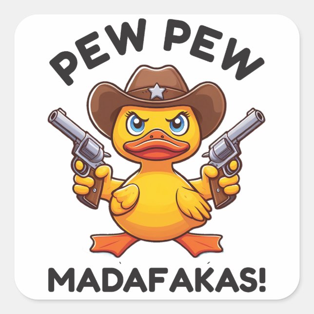 Cowboy Duck Sheriff Quadratischer Aufkleber (Vorderseite)