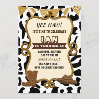 Cowboy Einladung Boy Geburtstagsparty Alter Wester