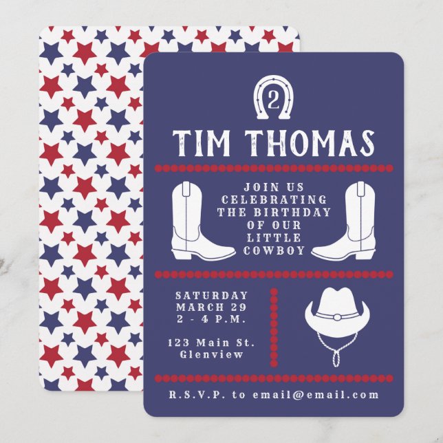 Cowboy-Einladung Einladung (Vorne/Hinten)