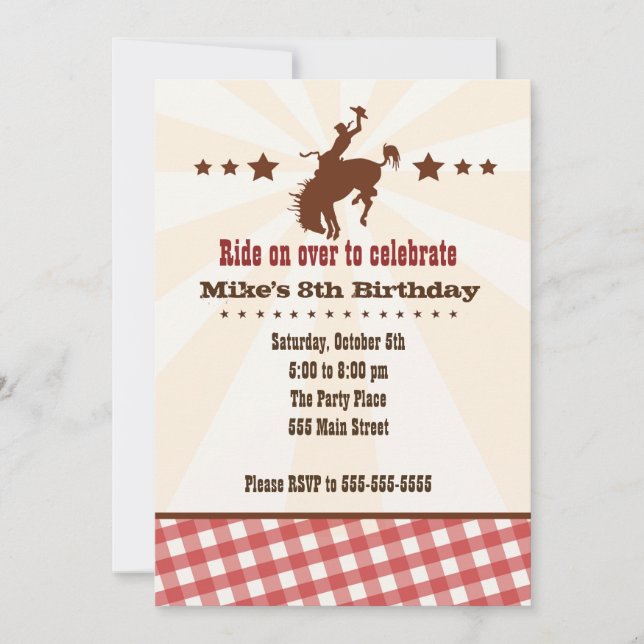 Cowboy Einladung Kindergeburtstag Party Western Re (Vorderseite)