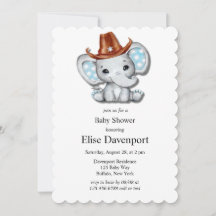 Cowboy Elephant Boy Baby Dusche
