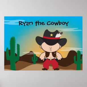 Cowboy en shérif décor de chambre casquette Poster