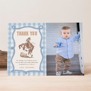 Cowboy erste Rodeo-Geburtstags-Foto-Dankeschön-Kar