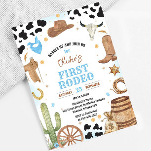 Cowboy erstes Rodeo Wild West 1. Geburtstag Einladung