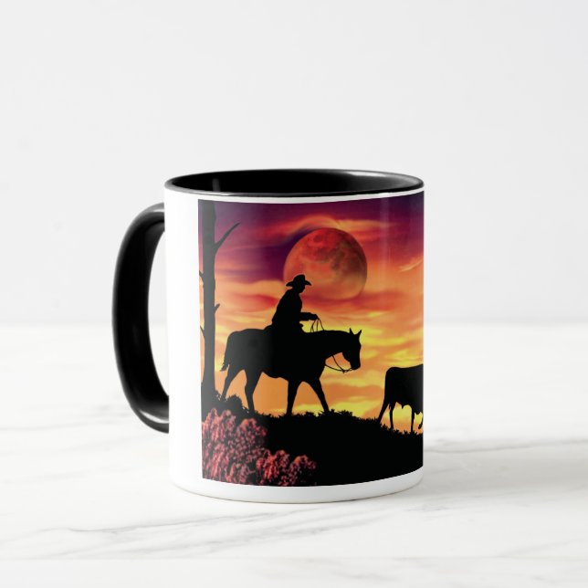 Cowboy Et Longhorn Steer Mug (Devant gauche)