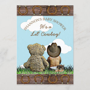 Cowboy Ethnic Baby and Teddy Bear Baby Shower Einladung