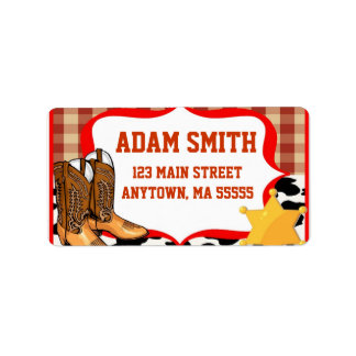 Cowboy Étiquettes de adresse de la fête d'annivers