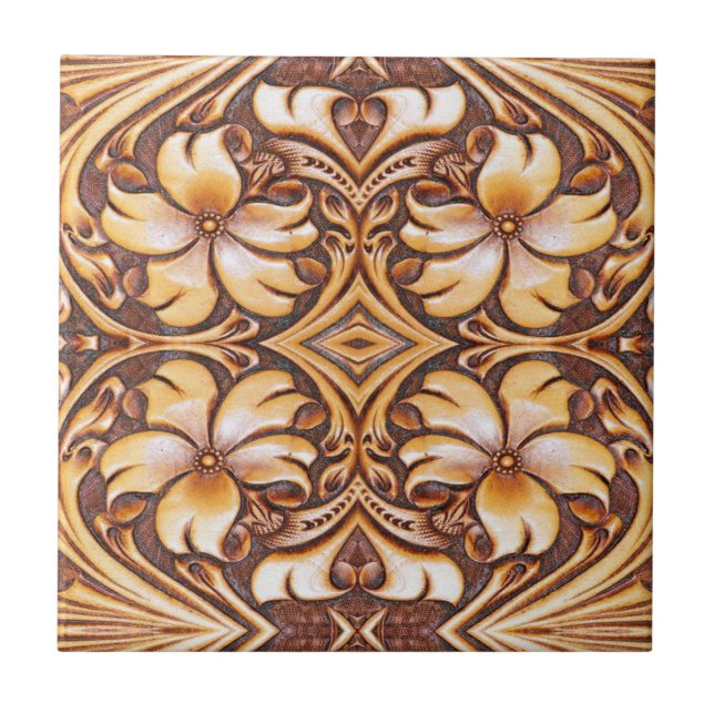 Cowboy Fashion Western Country Tooled Leder Tile Fliese (Vorderseite)