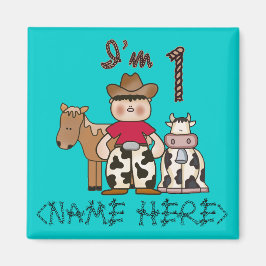 Cowboy First Birthday - Personalized - Customized Magnet