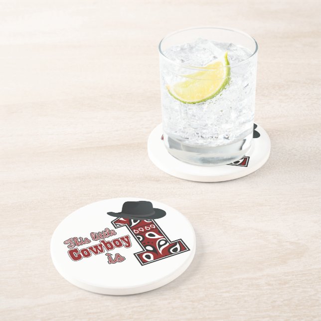 Cowboy First Geburtstag Untersetzer (Seite)