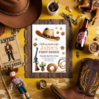 Cowboy First Rodeo 1. Geburtstag Einladung