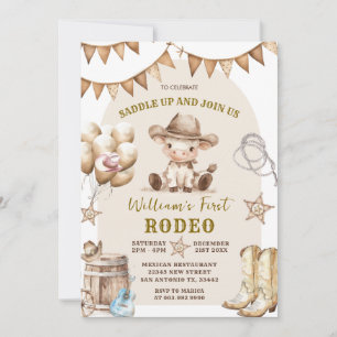 Cowboy First Rodeo Balloons Invitation Anniversair