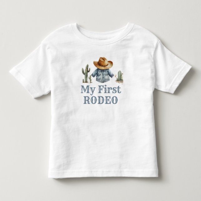Cowboy First Rodeo Birthday Boy Kleinkind T-shirt (Vorderseite)