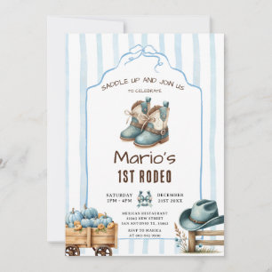 Cowboy First Rodeo Pumpkin Birthday Einladung