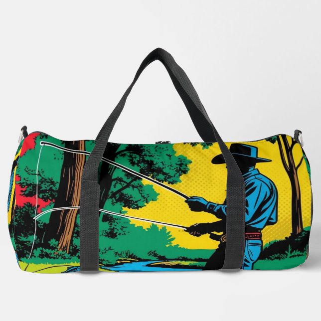 Cowboy-Fischer am Flussufer Duffle Bag (Vorderseite)