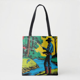 Cowboy Fisherman on Riverbank Tasche