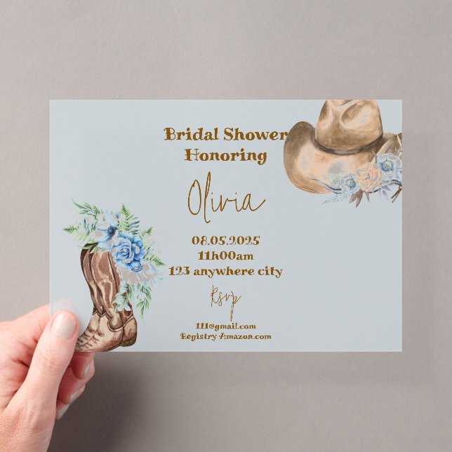COWBOY FLORAL BRAUTPARTY ACRYLEINLADUNGEN (Insitu (Handheld))