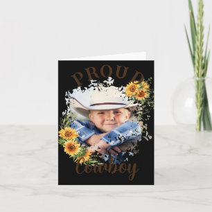 Cowboy-Foto-Text-Sonnenblumen-Akzent-T-Shirt Karte