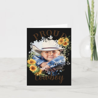 Cowboy-Foto-Text-Sonnenblumen-Akzent-T-Shirt  Karte