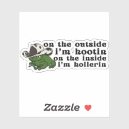 Cowboy Frog, Hootin und Hollerin - Frog Cowboy Hat Aufkleber