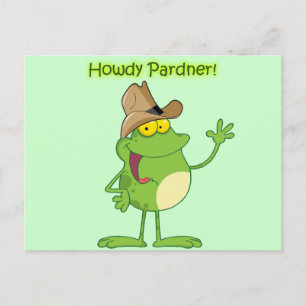 Cowboy Frog Waving Howdy Postkarte