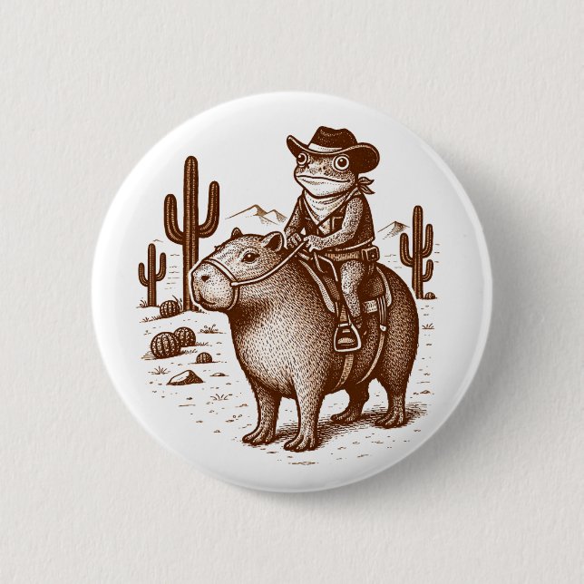 Cowboy Frosch Button (Vorderseite)