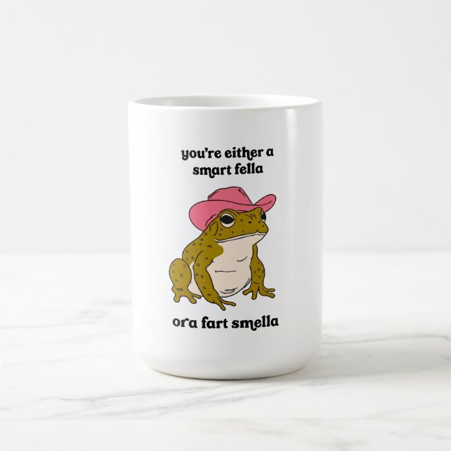 Cowboy Frosch Meme Smart Fella oder Fart Smella Kaffeetasse (Mittel)