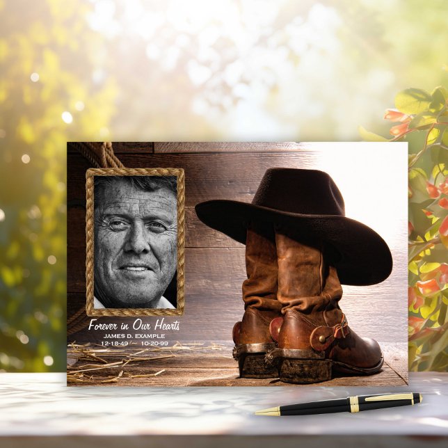 Cowboy Funeral Memorial Livre d'or (Cowboy hat and boots memorial and funeral guest book.)