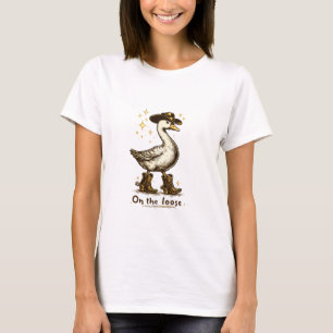Cowboy Gans Auf Freiem Fuß Lustige Western Kunst T-Shirt