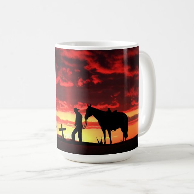 Cowboy Gebet Kaffeemaschine Tasse (VorderseiteRechts)