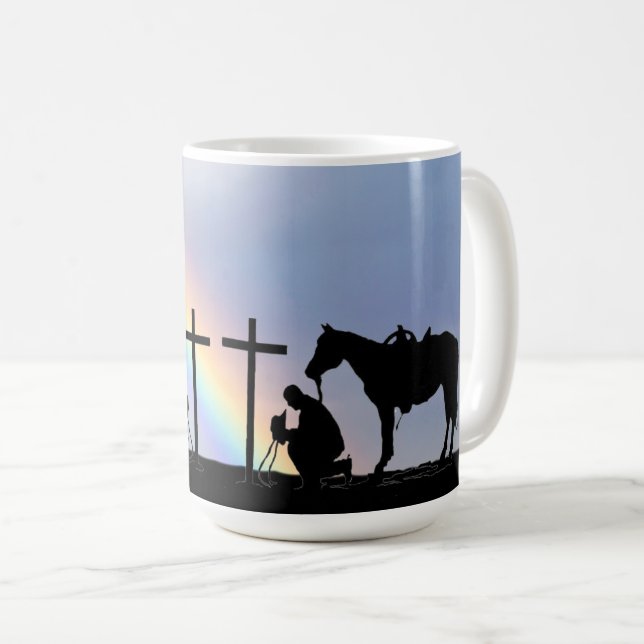 Cowboy Gebet Kaffeemaschine Tasse (VorderseiteRechts)