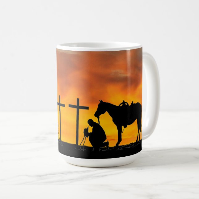 Cowboy Gebet Kaffeemaschine Tasse (VorderseiteRechts)