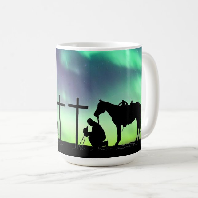 Cowboy Gebet Kaffeemaschine Tasse (VorderseiteRechts)