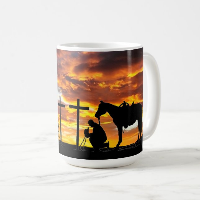 Cowboy Gebet Kaffeemaschine Tasse (VorderseiteRechts)